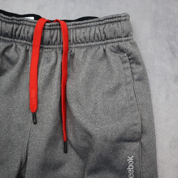 Reebok Pants Mens Gray Elastic Waist Red Drawstring Zip Pocket Sweatpants - Picture 9 of 16